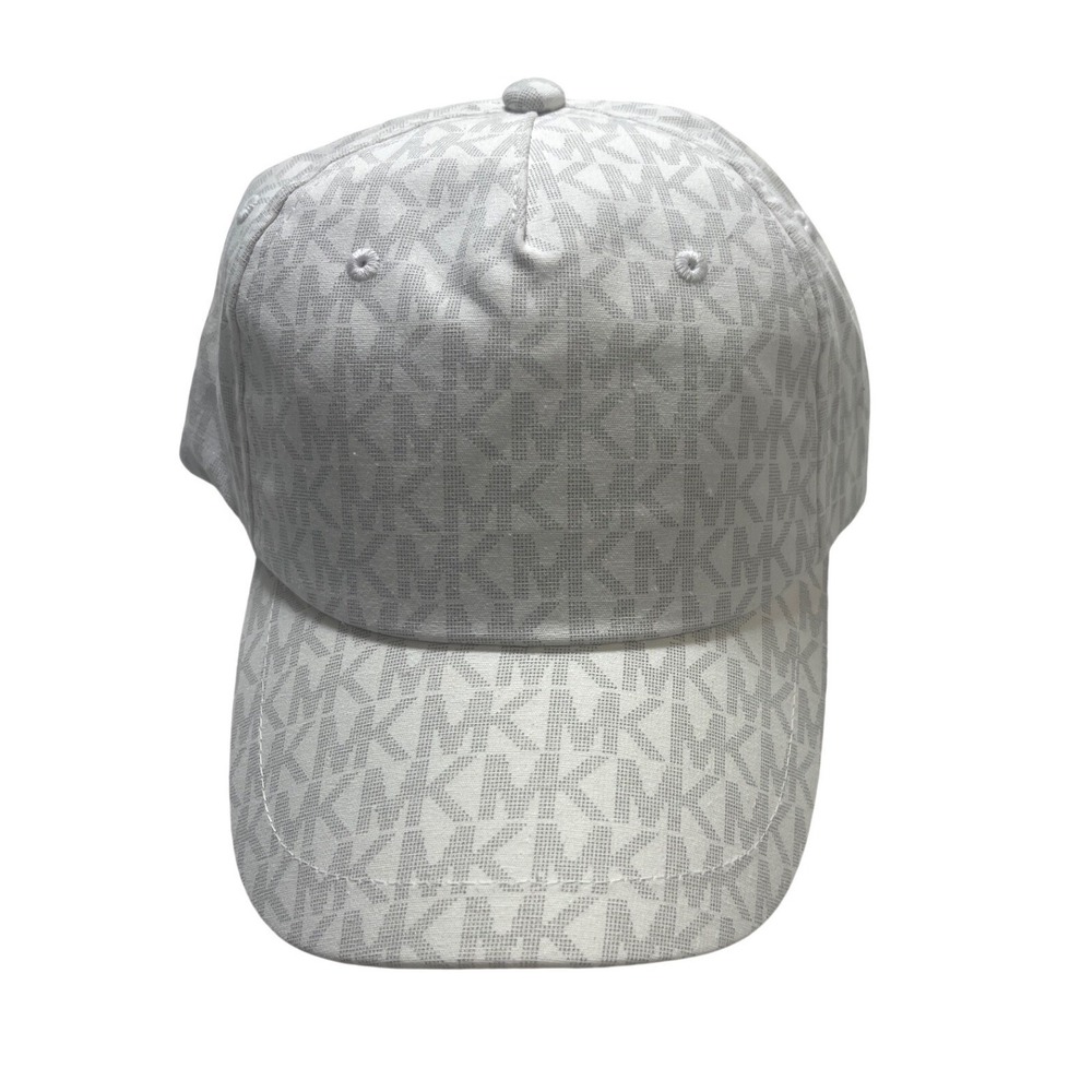 Michael Kors White MK Signature Logo Baseball Cap Hat 29538801C-100 NWT OS